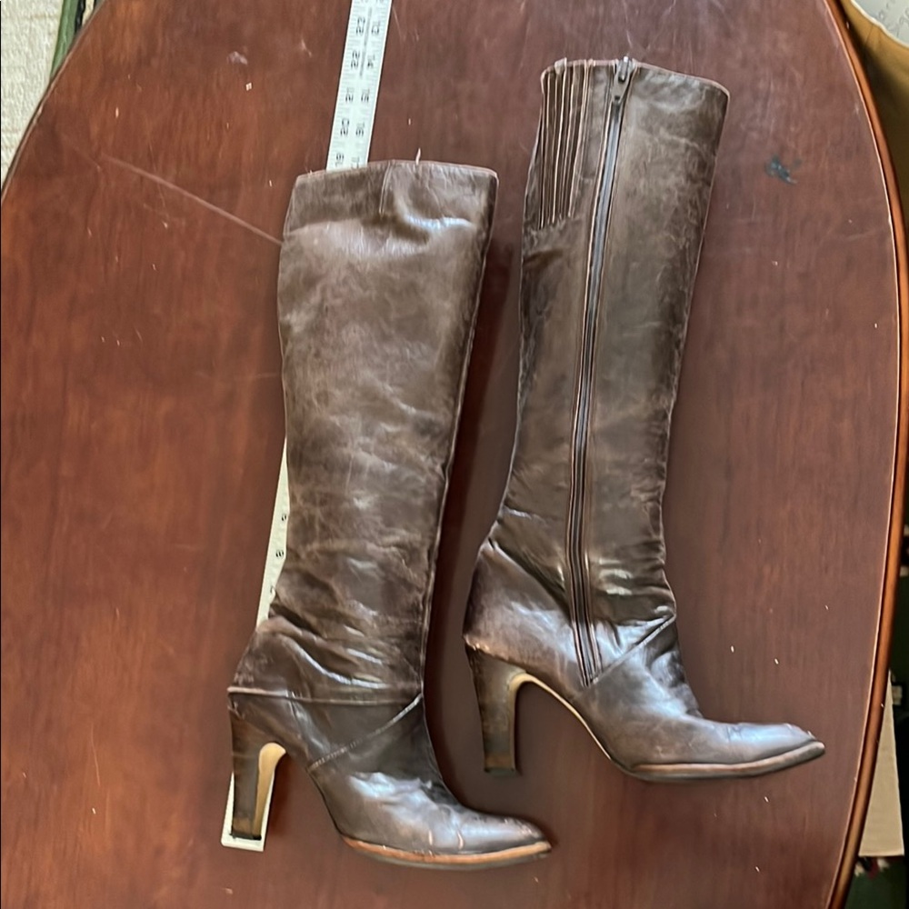 Brown Leather Knee-High Boots